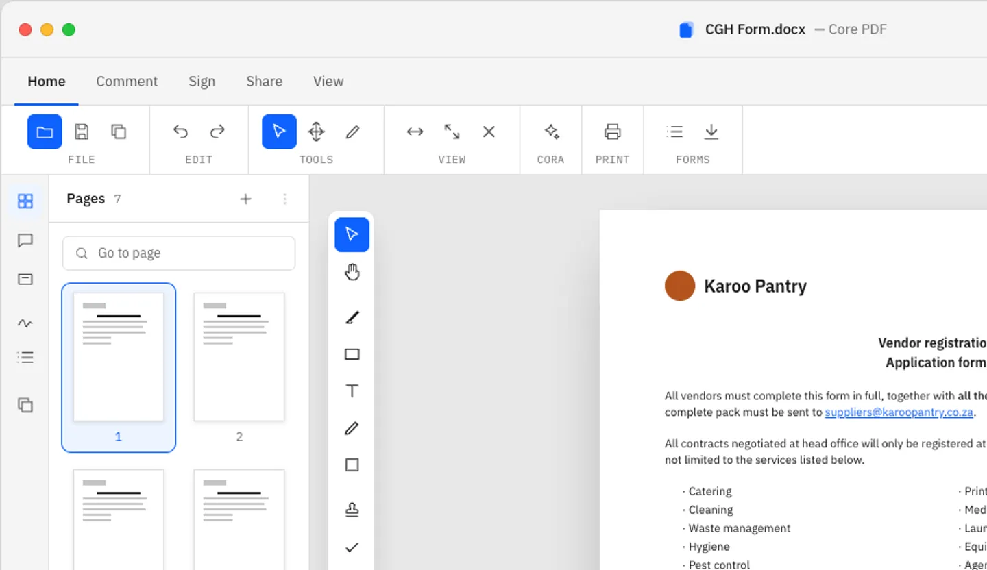 Core PDF, editing a document