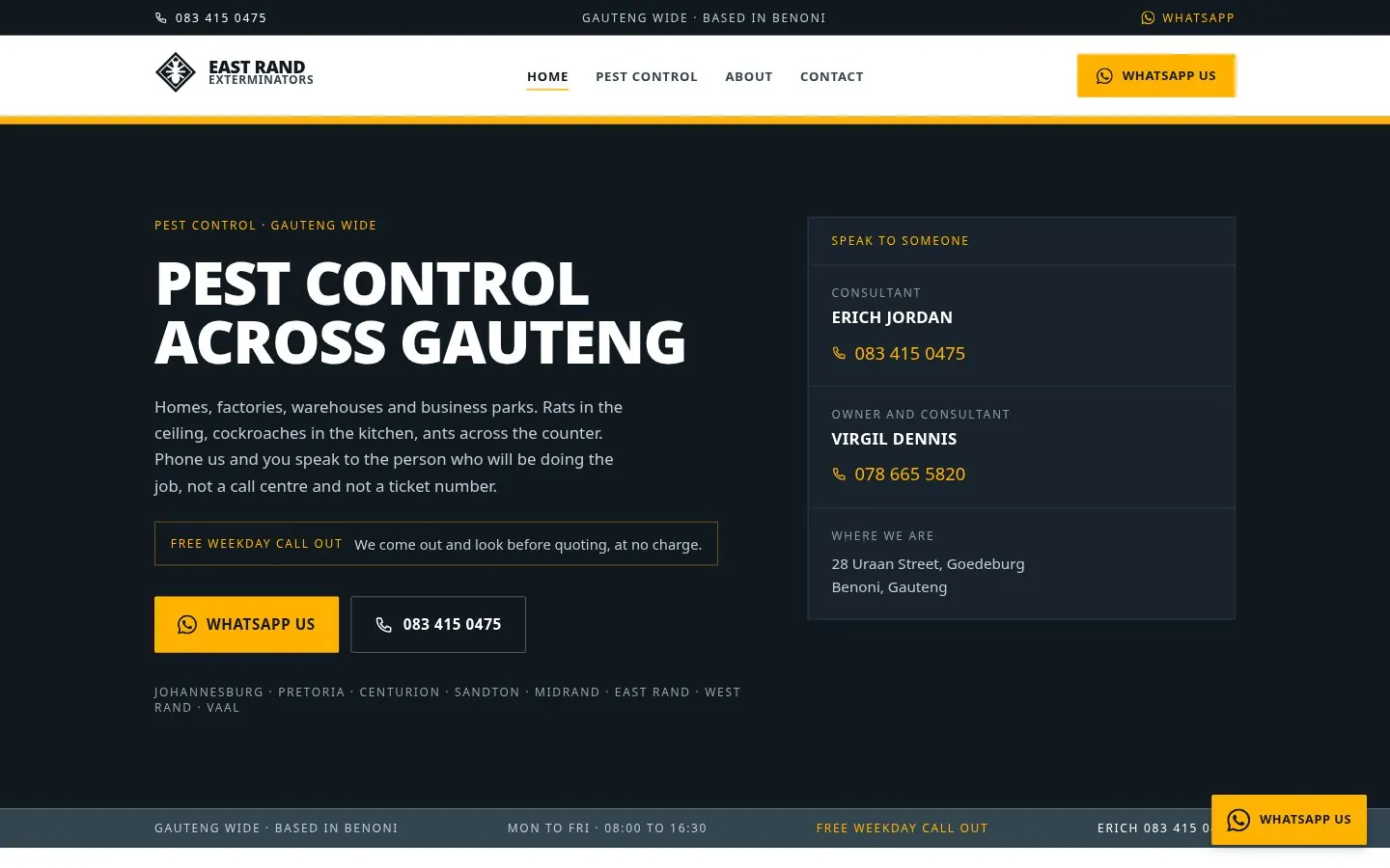 The East Rand Exterminators home page